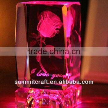 3d laser crystal rose wedding gift souvenir