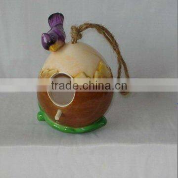 wholesale hanging ceramic bird house figurine for garden ornament