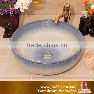 High-quality sky-blue ceramic kitchen sink basin made in Jingdezhen