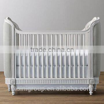 American Style Elegant Cot Baby Bed, New Classical Solid Wood Baby Crib photo-3