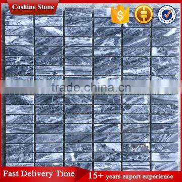 Popular polished oblong shape carrara dark grey marble mosaic tiles