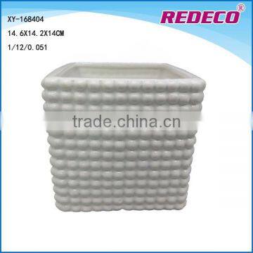 White ceramic square shape garden pot for sale