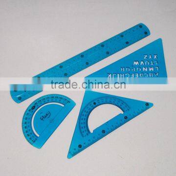 2017 New Designed 5pcs Geometry Clear PVC Flexible Math Ruler Set photo-2
