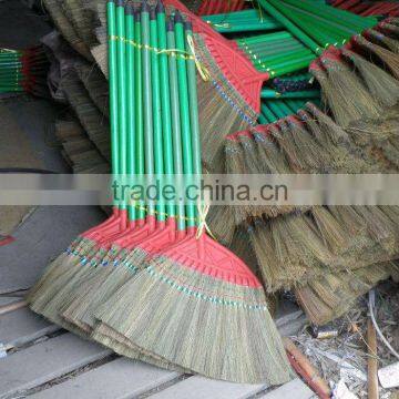 grass broom with pvc coated wooden handle