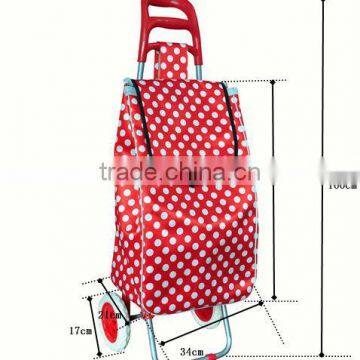 Shopping Trolley With Detachable Trolley and Dot Satin Bag ,strong Metal Shelf Trolley