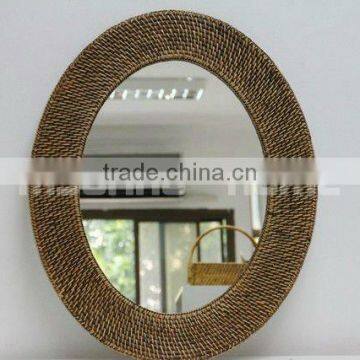 Rattan Frame Oval Mirror