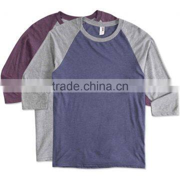 High Quality Custom Wholesale Tri-Blend Baseball Raglan T-shirts Sport T-shirts Cricket