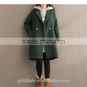 2016 Customized Manufacture Fashionable Winter Thick Long Style Woolen Ladies Long Overcoats