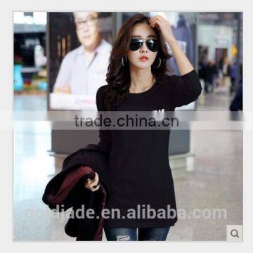 Customized Manufactorying 100% Cotton Long Pattern Long-sleeve T Shirt for Ladies photo-3