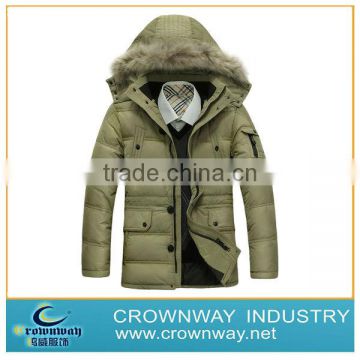 New Men's Parka Down Jacket Fake Fur Hood