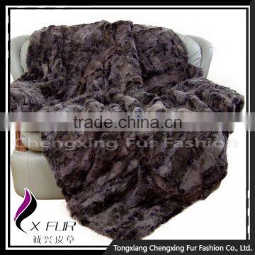 CX-D-03A Fur Throw Rex Rabbit Fur Royal Fluffy Blanket Genuine Fur Blanket photo-2