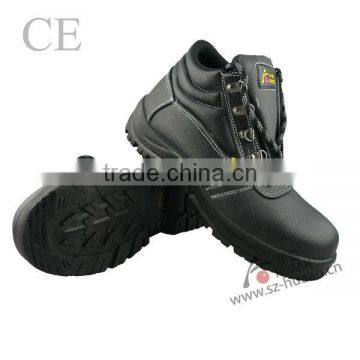 Low-cuff PU bottom senior head layer cowhide steel toe safety shoes