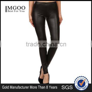 MGOO 2017 Latest Design Black Pu High Quality Leggings Matte Faux Leather Black Pu Leggings Custom Pants
