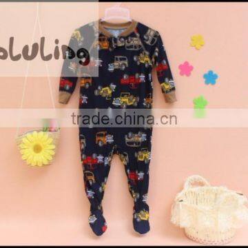 TinaLuLing 100% cotton wholesale baby winter footed pajamas boys car design one piece pajamas