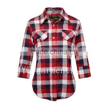 OEM Price Distributor Wholesale Slim Fit Fashion Ladies Plaid Blouse and Shirts