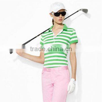 women custom striped golf polo shirt