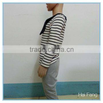 OEM Custom Children Girls Long Sleeve T Shirt, Cotton Bowknot Round Collar T Shirt, Stripe T Shirt photo-5