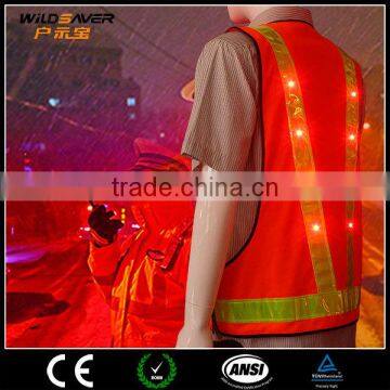 China Reflective Safety Vest at Red Color With LED Lights photo-2