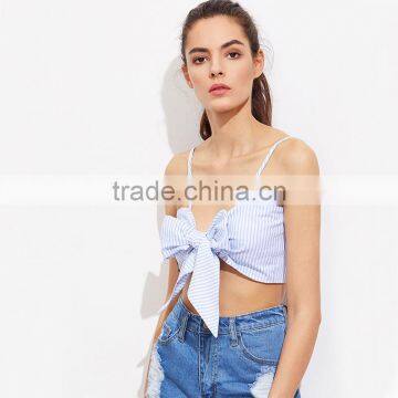 CUTE Self Bow Blue Top, Ladies Newest Design Tank Top photo-2