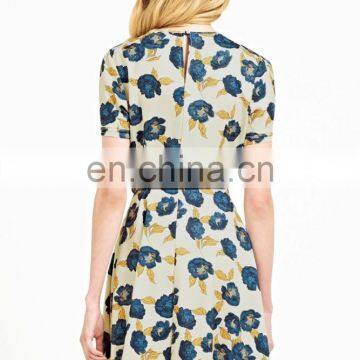 2016 Summer Fashion Girls Floral Print Short Sleeve Midi Dress photo-4