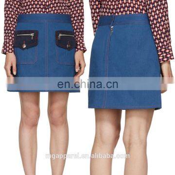 Latest skirt design pictures Wholesale blue A line denim skirt