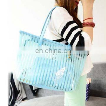 Striped Transparent Shoulder Bags Women Clear Handbag Summer Beach Bag photo-5