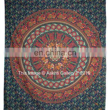 Tapestry Wall Hanging Hippie Mandala Green Color Big Flower Design 92x82 Tapestry