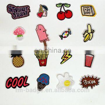 Sequin embroidery patch, fruit strawberry cherry, pineapple,cool, juice, ice cream, banana fried egg, frech fries,mushroom,