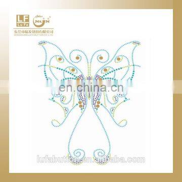 blue butterfly motif heat transfer hotfix studs design