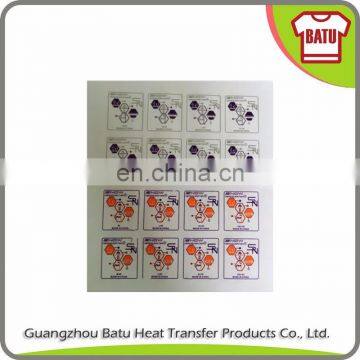 clothing care label heat transfer