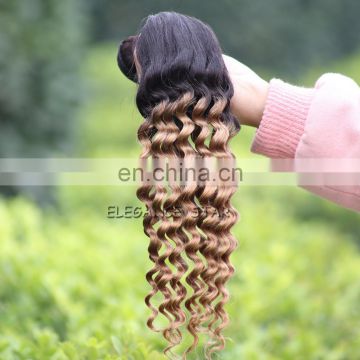 unprocessed wholesale virgin brazilian curly hair extension blonde deep wave hair weft