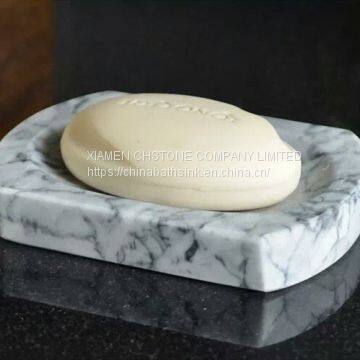 Carrara White Marble Soap Dish Natural Stone Soap Holders photo-2