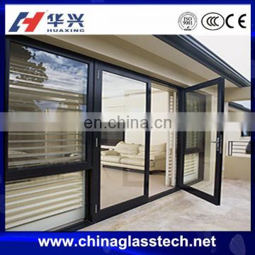 Modern design soundproof insulated aluminium glass double entry door