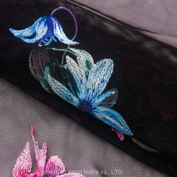 3d ribbon colour lace mesh net custom embroidery machine fabric