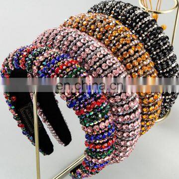 Gorgeous Full Crystal Designer Headband Luxurious Hand Made Rhinestone Thick Sponge Hair Hoop Bridal Wedding Hair Accessories