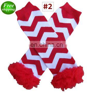 Baby Chevron Lace Ruffle Leg Warmers Toddler Chiffon ruffle Knee pads Zigzag leggings 5pairs /design