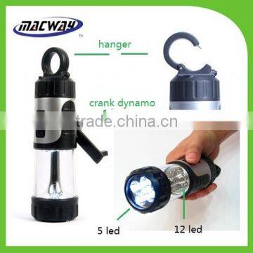 5+12led hand crank dynamo rechargeable camping lantern