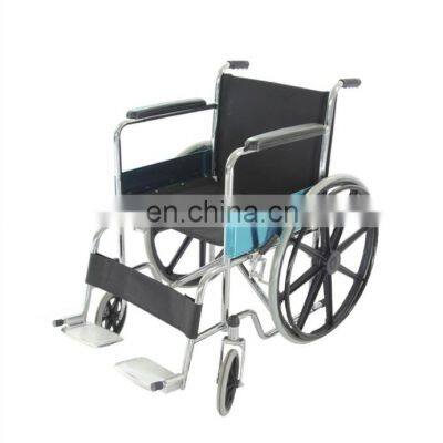 Disabled elderly manual push wheelchair folding convenient electroplating manual transport wheelchair