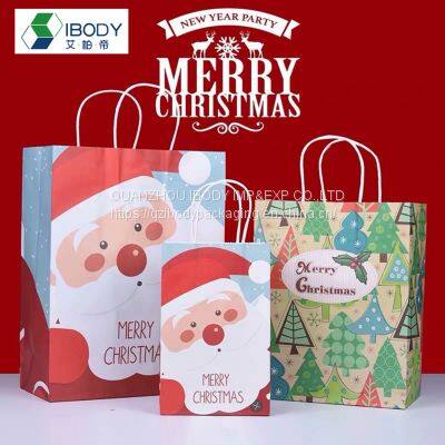 Recycled White Kraft Paper Santa Shopping Bag Gift Packaging Bag photo-4