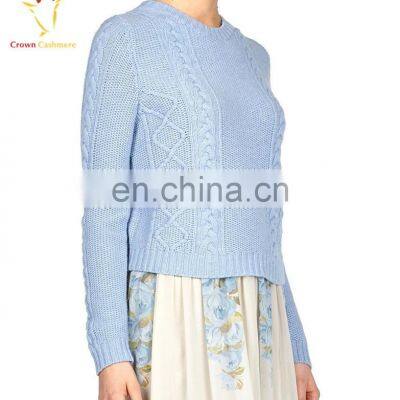 Women Knitted Cashmere Wool Cable Pullover Sweater photo-2