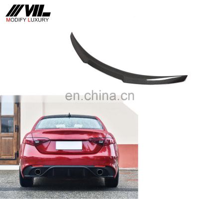 Modify Luxury M4 Style Carbon Fiber Auto Car Wing Spoiler for Alfa Romeo Giulia Sedan 4-Door 2017-2020