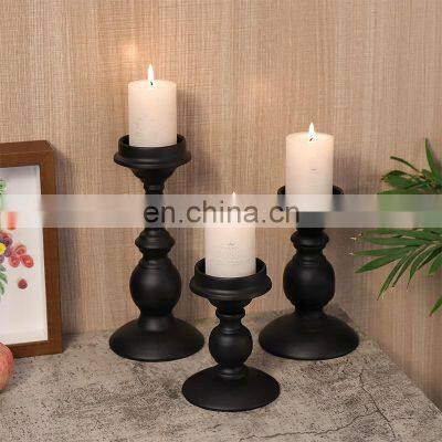 Quality Scented Candle Stand Black Candlestick Table Metal Candle Holder for Home Decoration