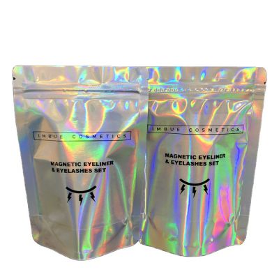 Custom logo Printing Zipper Mylar Packaging Hologram Laser Holographic Stand Up Zip Pouch Bag Heat Seal Foil Candy Bags