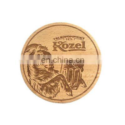 wooden coasters heat insulation table mats Single-sided laser engraving solid beech wood cup mats