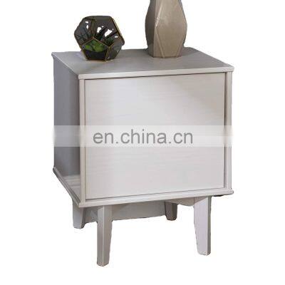 Pine Wood Bedside Cabinet White Nightstand With 2 Drawers photo-3