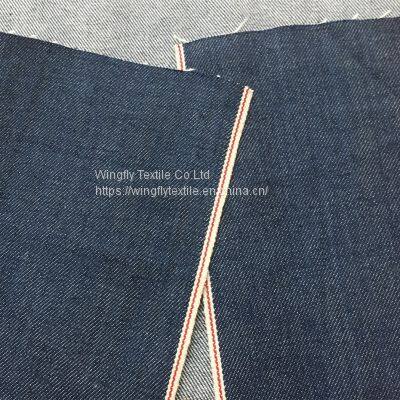 13oz Natural Indigo Dyed Warp Weft White Salvage Denim Fabric W621070-1