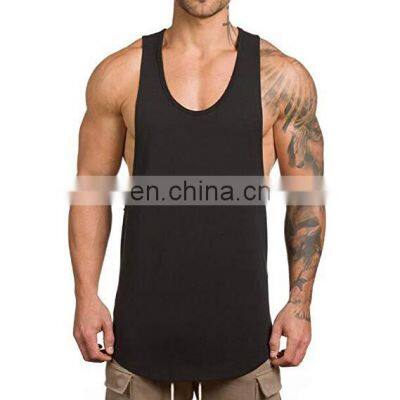 Scoop bottom custom Tank tops for men cotton spandex jersey tanks wholesale gym wear tops