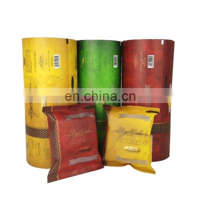 Manufacture custom food packaging plastic roll film automatic flexible cupcake/dessert packaging film rolls