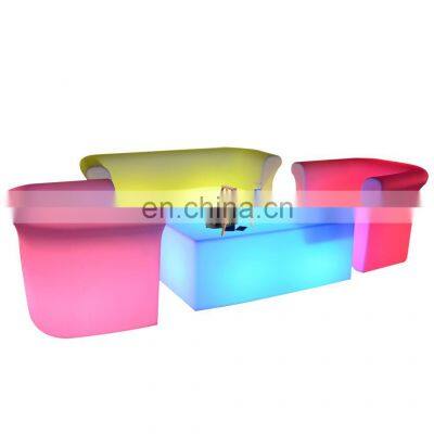 CE RoGS GS Approval Modern led furniture with 16 Color Changing and IR remote high square bar table