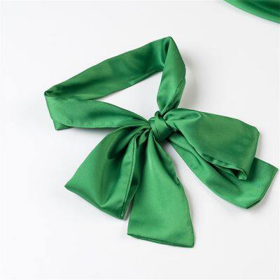 2025 Pleated Elastic Waist Shorts Women's French Fashion Satin Blouse Solid Color Tunic Top V-neck photo-3